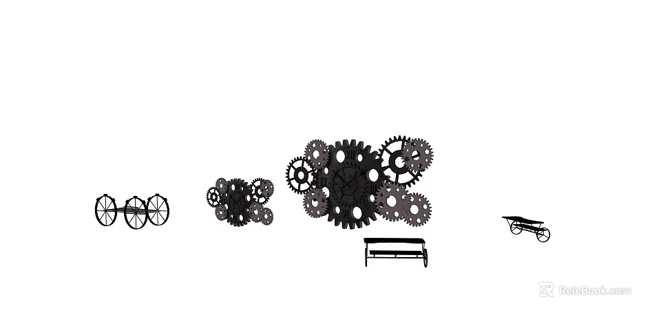 Assorted Mechanical Hardware Tools Featuring Gears Wheels And Metal Components For Industrial Use 3d model 