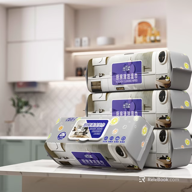 Stacked Kitchen Cleaning Wipes For Household Kitchen Surface Cleaning Essentials 3d model