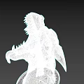 Mythical Creature Game Character 3D Model With Open Mouth Sharp Teeth And Scaled Skin