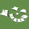 Tensile Membrane Structure Design With Modern White Tent-like Canopy And Support Frames