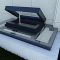 Detached Villa Exterior With Open Glass Skylight White Walls And Grass