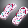 Fashionable Flip Flops With Colorful Patterns Pink Straps And White Soles