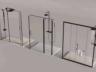 Modern Shower Enclosure Designs Featuring Stylish Shower Heads And Glass Panels 3d model