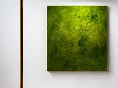 Modern Green Floor Lamp Beside Abstract Painting On White Wall Interior 3d model