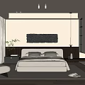 Modern Minimalist Bedroom Interior Design With Comfortable Bed And Decorative Wall Art