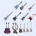 Uniquely Designed Electric Guitars with Various Colors and Stylish Shapes for Music Enthusiasts