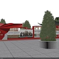 Traditional Architecture Memorial Square with Martyr Monument and Red Culture Elements
