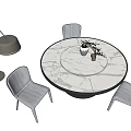 Modern Dining Table Set With Chairs Floor Lamp And Vase With Branches 3d model