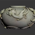 White Ceramic Vase With Intricate Animal Sculptures And Classic Design Details