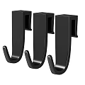 Simple Three Black Wall Mounted Hooks for Home Organization with Modern Design 3d model