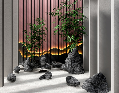 New Chinese landscape sketch landscape stone sketch 3d model