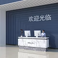 Modern Marble Reception Desk With Receptionist Two Computers And Welcoming Atmosphere 3d model