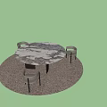 Round Marble Top Dining Table With Four Gray Chairs On Brown Round Carpet