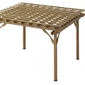 Natural Wood Pergola With Classic Outdoor Beam And Column Structure