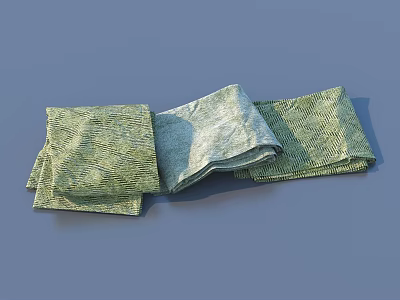 Green And Gray Folded Towels Household Essential For Kitchen Bathroom Daily Use 3d model