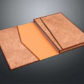 Open Brown Leather Folder With Orange Interior And Stitched Edges Design