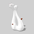 Cute Ceramic Two Cat Shaped Intertwined White Brown Accents Ornament Decor Set 3d model