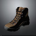 Brown Leather High Top Hiking Boots With Black Laces And Durable Outdoor Sole
