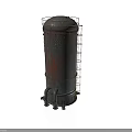 Industrial Cylindrical Metal Equipment With Rusted Surface Ladder And Top Railing