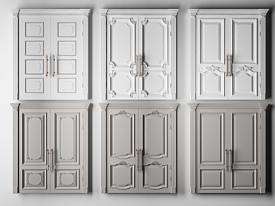 European-style double door 3d model