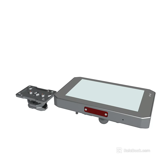 Electronic Device With Metal Mounting Bracket And Red Component Screen 3d model 