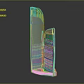 Cartoon Sci Fi Scene With Tall Blue White Buildings Glass Curtain Walls And Lower Blue Base
