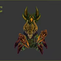 3D Rendered Mythical Fantasy Creature With Spiked Horns Sharp Claws And Orange Yellow Design