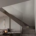Modern Hotel Room Interior With King Bed Large Window Lake View And Work Desk