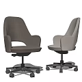 Brown and Light Gray Leather Office Chair with High Back Armrest Black Base Wheels