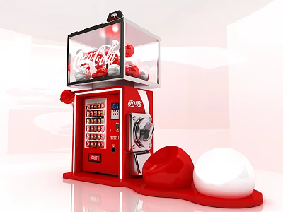 Coca Cola Red Vending Machine With Glass Front And Decorative Balls 3d model