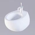 Modern White Ceramic Toilet Featuring Sleek Design And Chrome Faucet Details