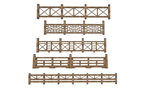 Wooden Railing 3d model