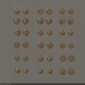 Various Styles of Gold Buttons Arranged in Pairs as Decorative Collection