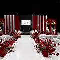 Elegant Banquet Hall With Red Decor D And W Letters Red Carpet And Flower Arrangements
