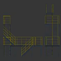 Industrial Metal Staircase Design With Yellow Railings Platforms And Connected Walkways