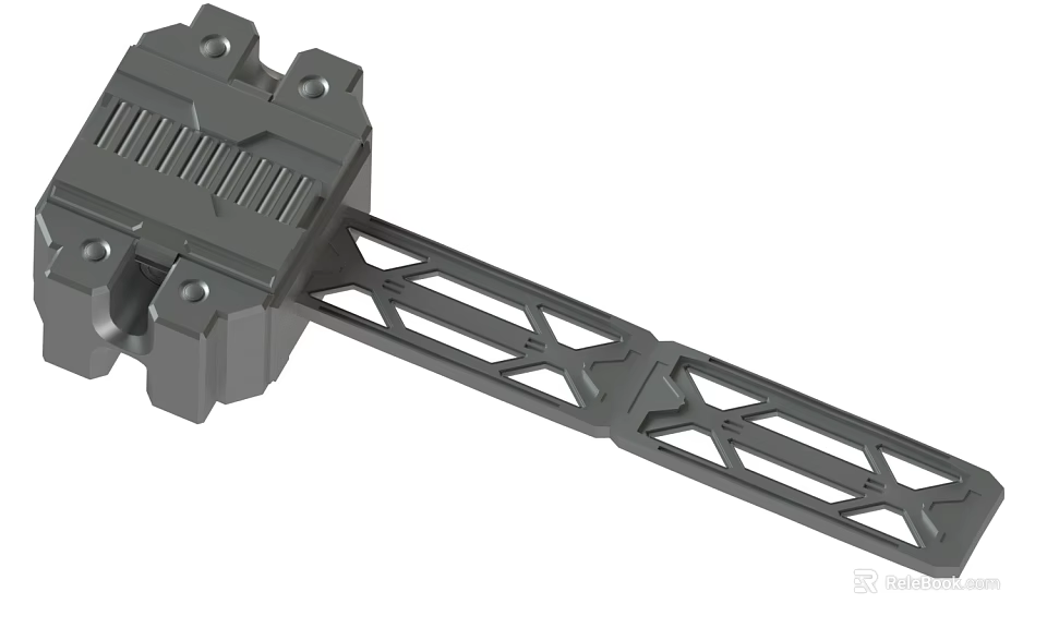 Gray Metal Mechanical Bracket With Structural Holes And Industrial Design 3d model