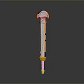 Modern Sci Fi Sword With Orange Yellow Hilt And Shiny White Blade