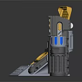 Commercial Equipment Set With Yellow Panel Gray Control Unit And Blue Striped Cylinder