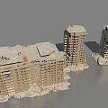Damaged High Rise Building Structures With Collapsed Facades And Surrounding Debris 3d model