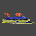 Vibrant Colorful Sea Slug With Blue Body Yellow Edge And Red Tentacles