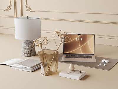 Modern desk decoration combination 3d model