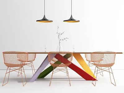 Dining table and chair combination 3d model