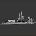 Scale Model of Industrial Facility Featuring Silos Buildings Equipment and Vehicles