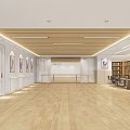 Spacious Fitness Studio Interior With Wooden Flooring White Walls Colorful Paintings And Ceiling Lighting