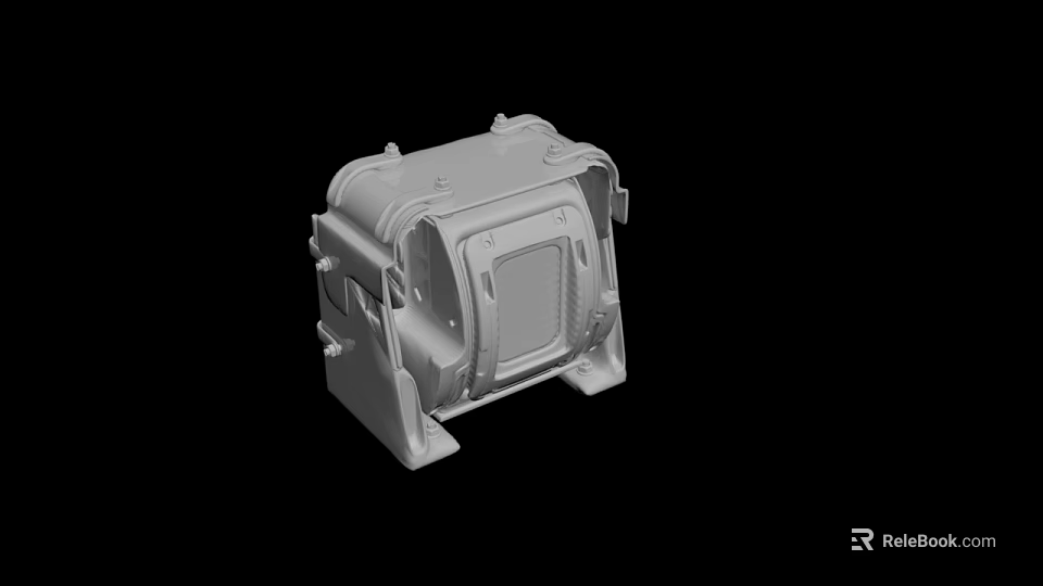 Detailed Gray Mechanical Engineering Part 3D Rendering With Structural Design Features 3d model 