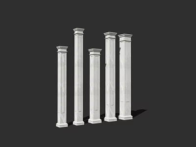 Classical White Columns With Ornate Capitals And Smooth Shaft Design 3d model