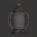 Vintage Rusted Copper Lantern With Gray Shade And Handle Design Details