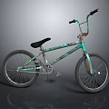 Stylish Turquoise BMX Bike With Graffiti Painted Frame Black Seat And Handlebar