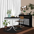 Middle Style Table and Chair Combination Ornaments Combination Decorative Cabinet Storage Cabinet 3d model