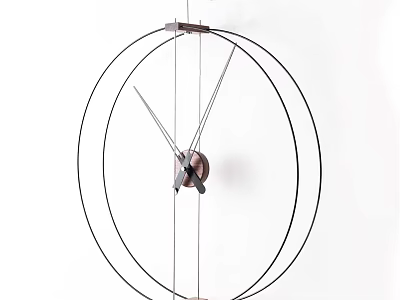 Modern Minimalist Clock With Circular Metal Frame And Sleek Design Elements 3d model